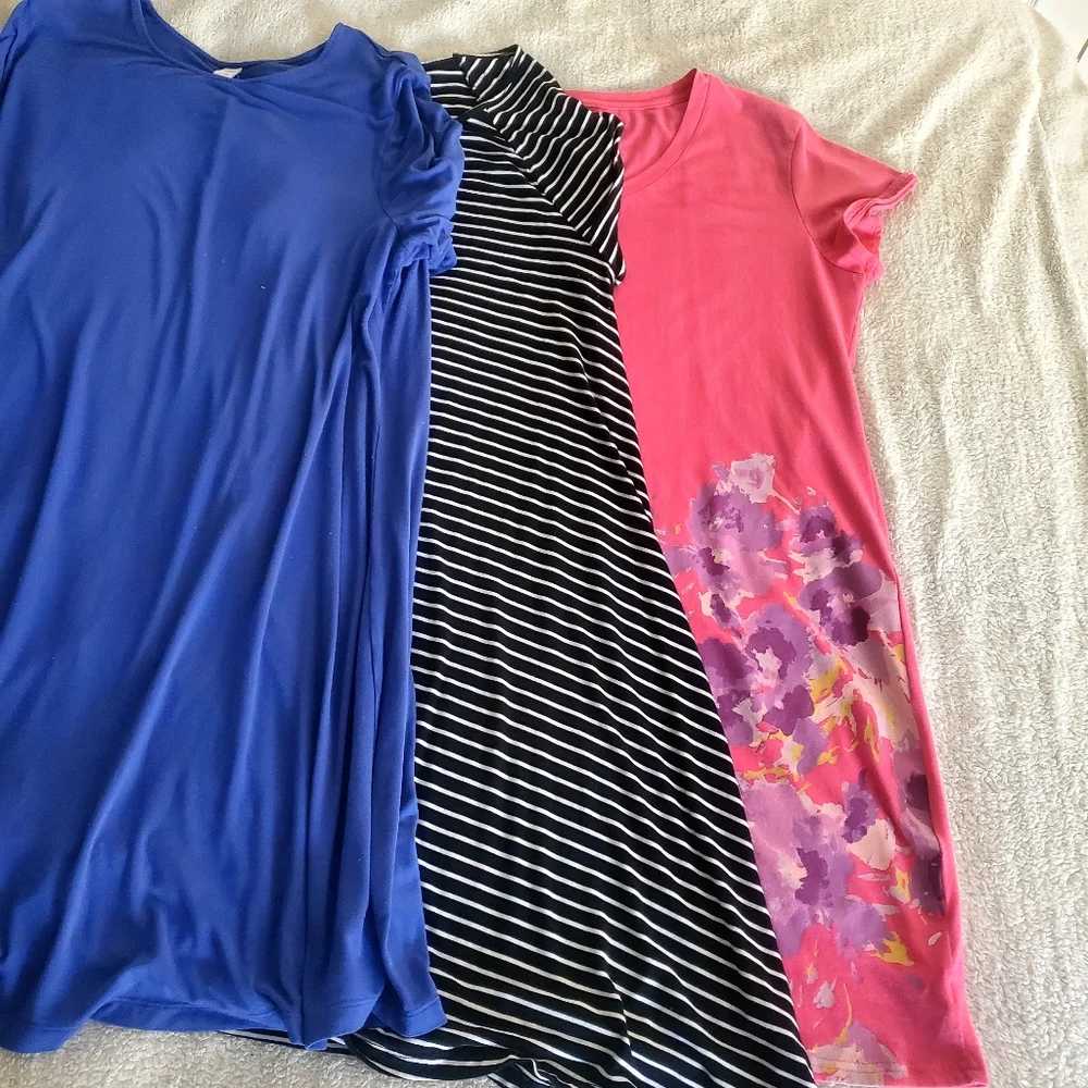 Bundle Of 3 T-Shirt Dresses XXL Spring Summer Comfy Casual FLAW